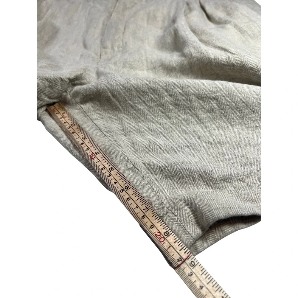 Greg Peters Linen Shorts Beige Herringbone Pleated Cuffed Summer Coastal Size 42